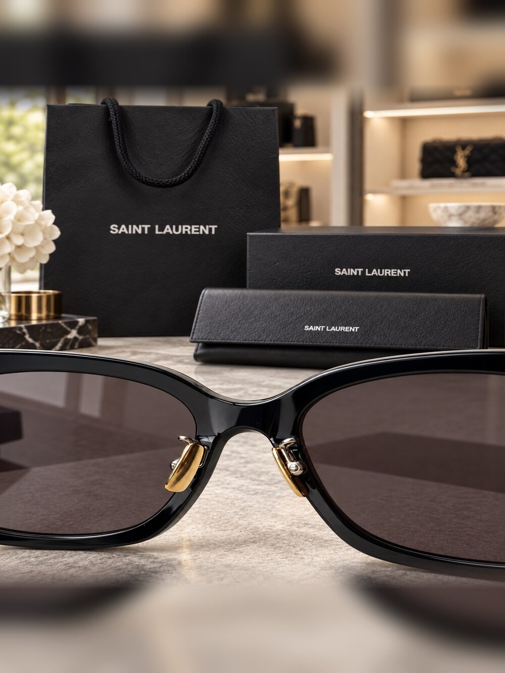 YSL Black Square Monogram Sunglasses - Picture 5 of 6
